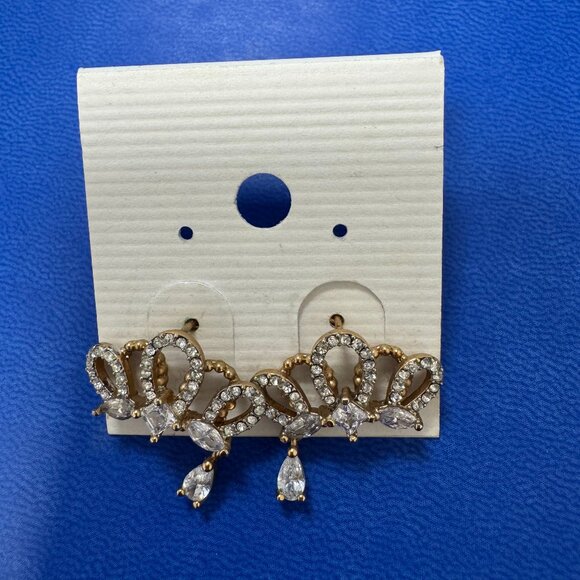 Queen Princess Crown Tiara Earrings - Rose Gold Color - Picture 1 of 3